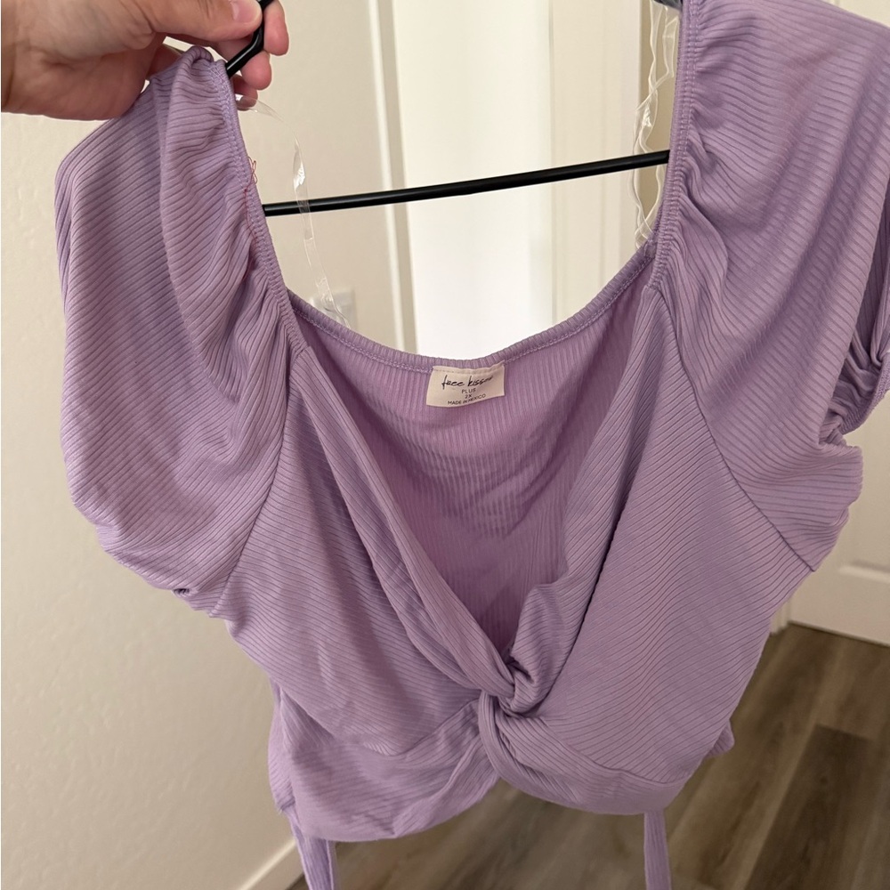 Free Kisses Lilac Ribbed Top